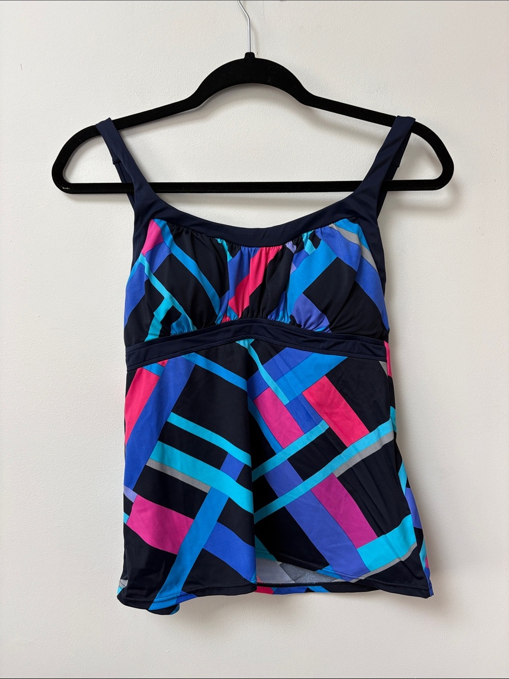 Caribbean Joe NOUVEAU Framed Peasant Tankini Top,Size 10,NWT